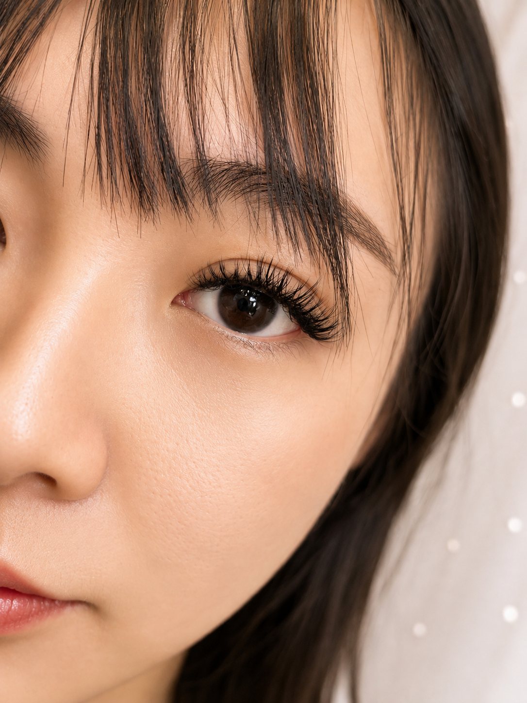 Natural volume lash extensions with bangs