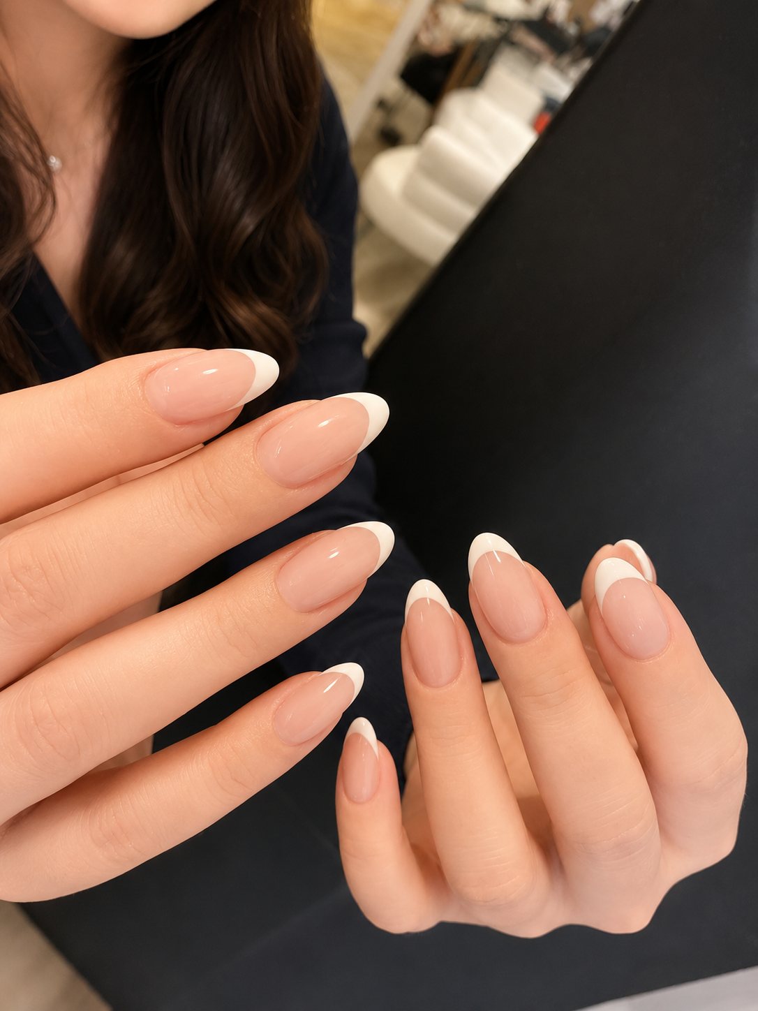 Nude French gel manicure